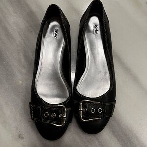 Mossimo Black leather Flats with Silver Buckle size 12